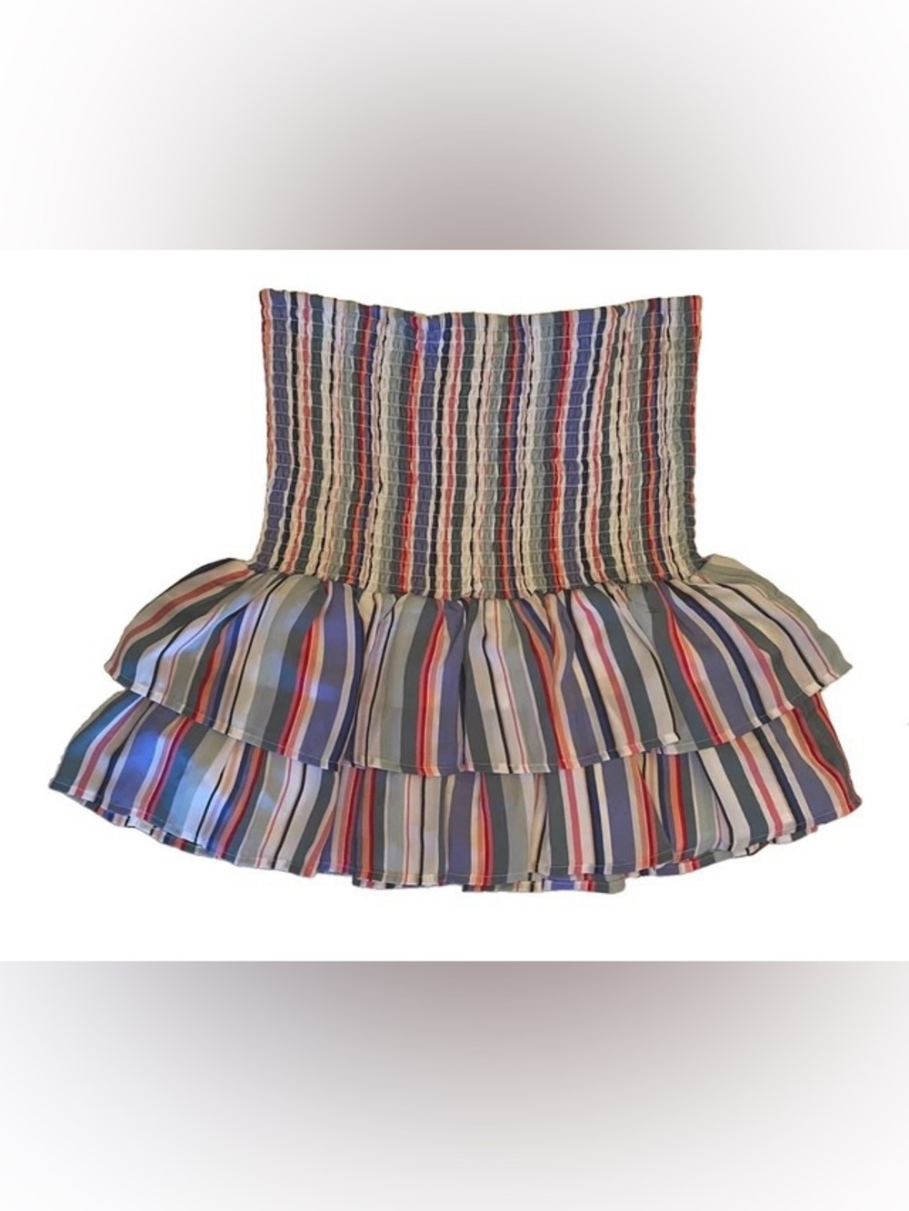 Striped Tiered Smocked Mini Skirt - Multicolor